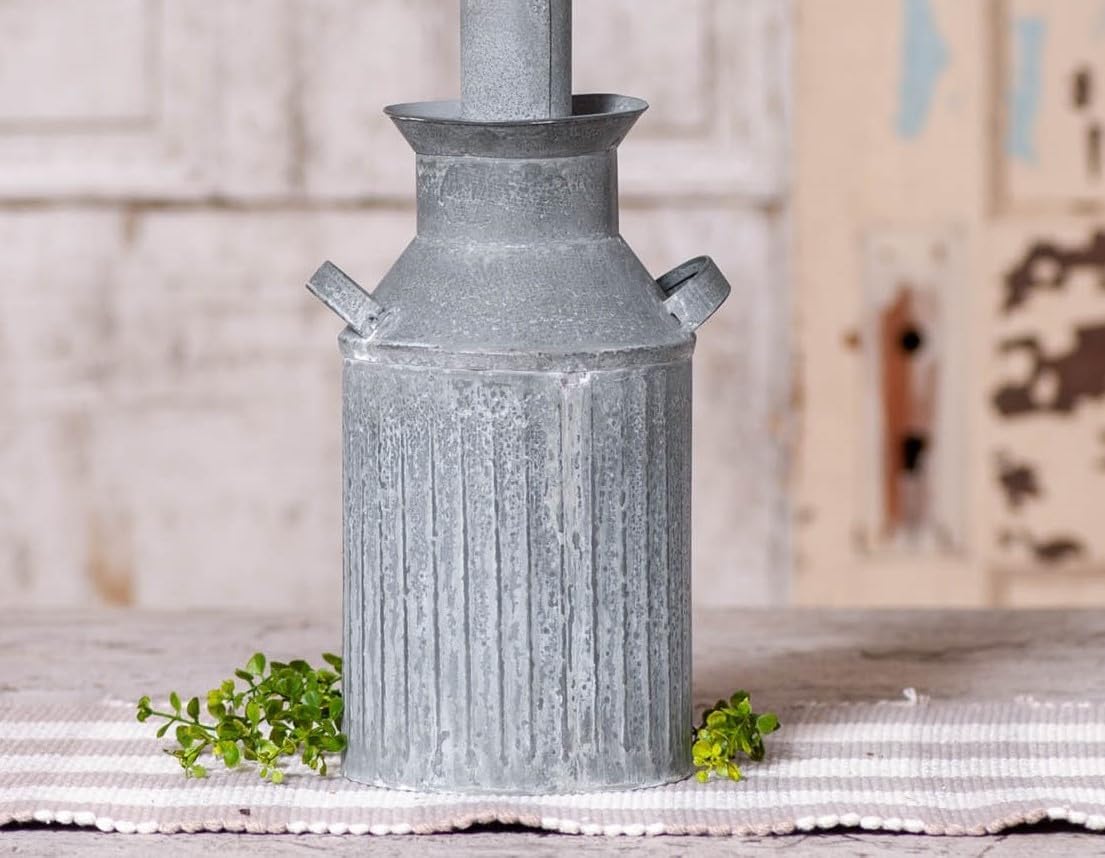 Irvins Country Tinware Base de lámpara para jarra de leche en zinc desgastado