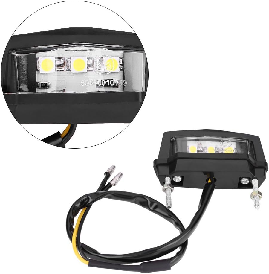 Luz de matrícula LED de 6k, 12 V, luz universal para placa de matrícula de motocicleta, luz LED trasera de freno trasero, lámpara de montaje de