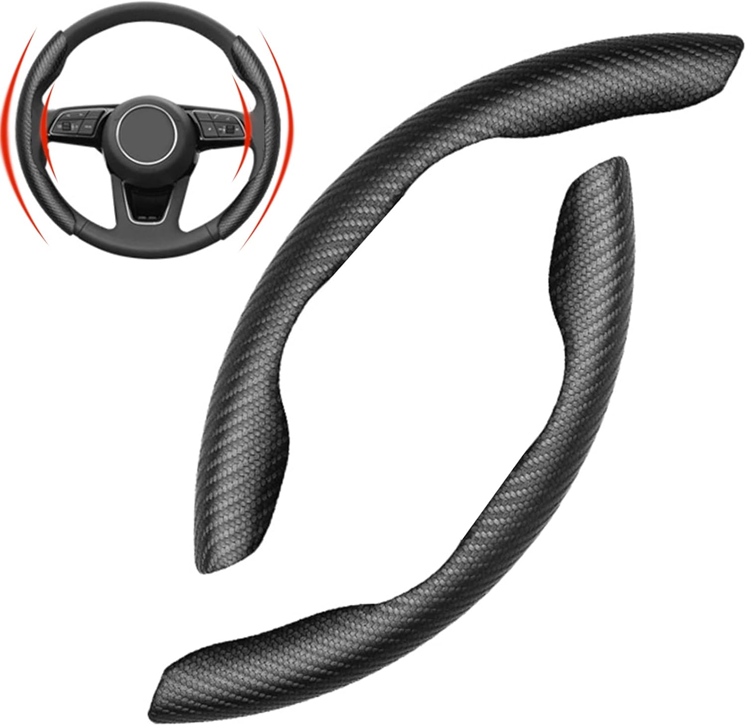 Funda para volante de fibra de carbono, protector segmentado seguro y antideslizante, accesorio duradero y fácil de instalar para volantes de ajuste