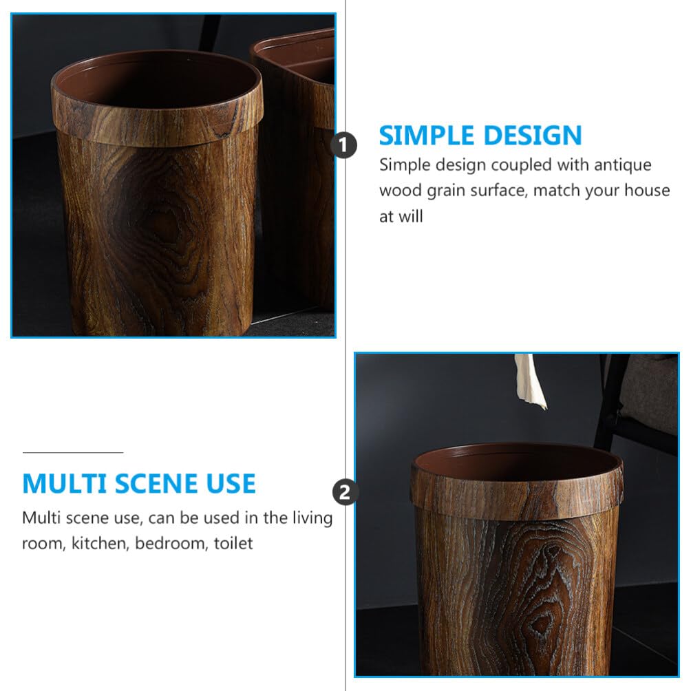 Alipis Cubo de basura de madera con parte superior abierta, cubo de basura retro, contenedor de basura para cocina, oficina, hogar, baño, debajo del