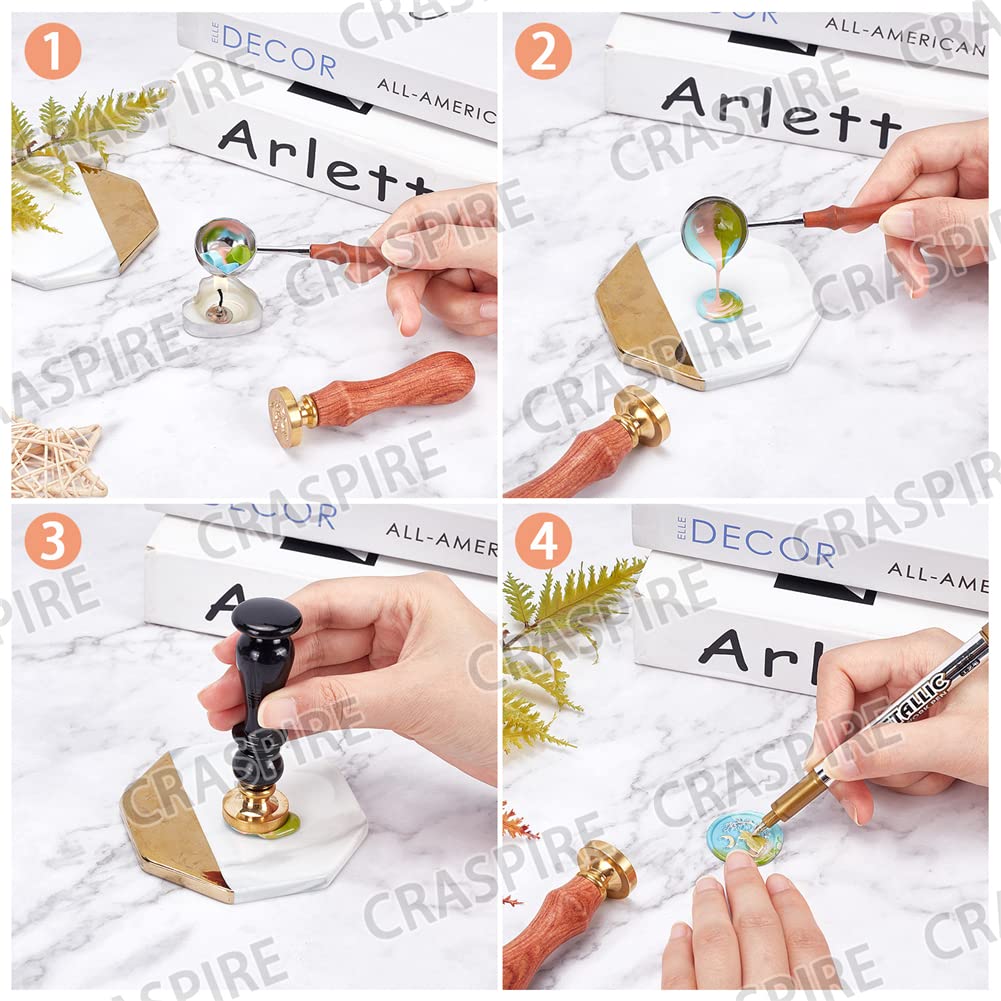 CRASPIRE Sello de cera para violín, sello de cera de 1.181 in, retro, vintage, extraíble, latón, cabeza con mango de madera, para invitaciones de