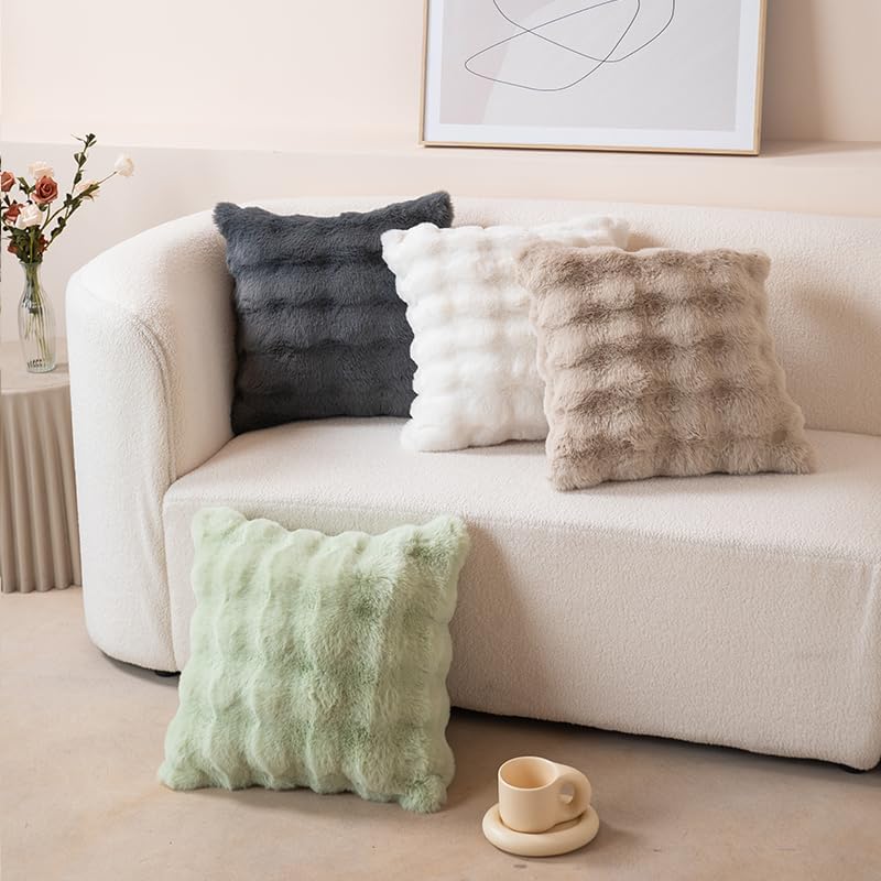 Fundas de almohada decorativas de lujo suaves y esponjosas para sofá, fundas de almohada de terciopelo suave, fundas de almohada de felpa suave para