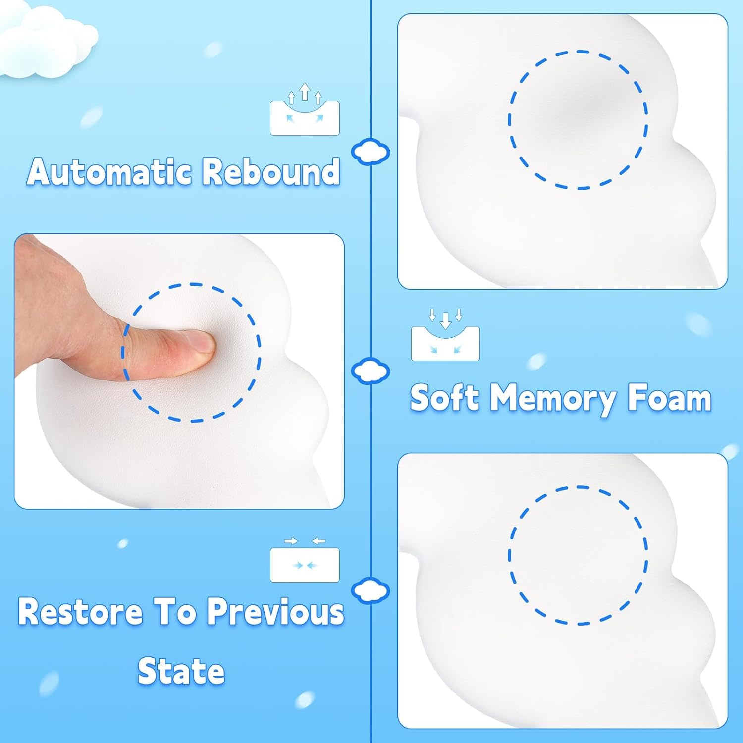 VAIPI Reposamuñecas para teclado, almohadilla de piel sintética para teclado de nube, reposamuñecas con base antideslizante para aliviar el dolor de