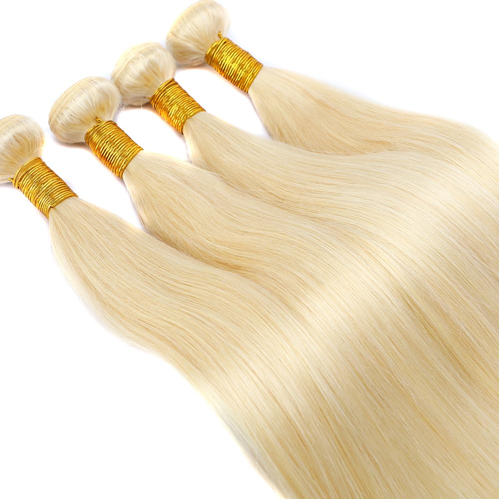Paquetes de cabello humano 613 de 26 pulgadas, extensiones de cabello rubio 10A, extensiones de cabello virgen brasileño, 1 manojos de cabello