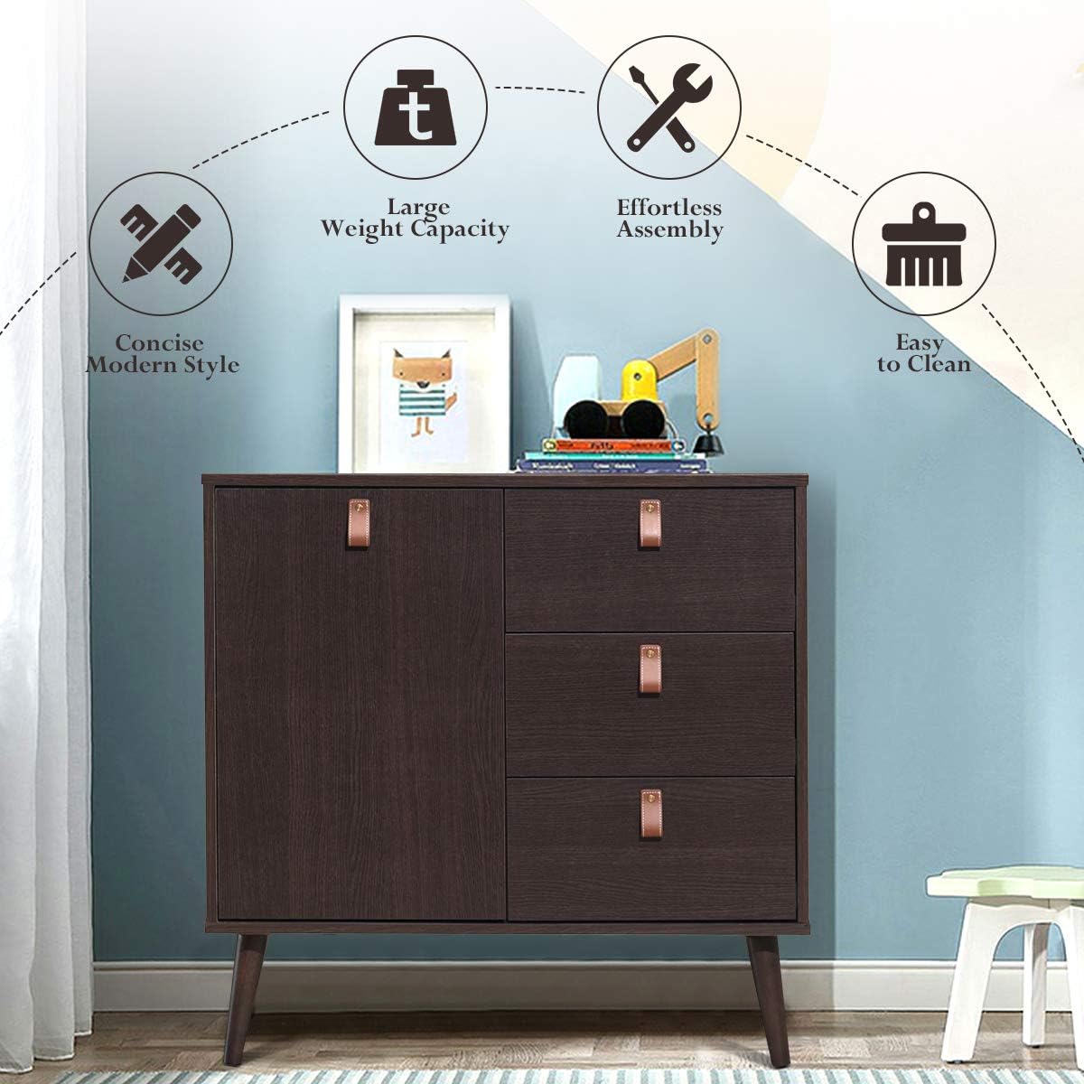 Giantex Storage Cabinet, Large, Dark Brown