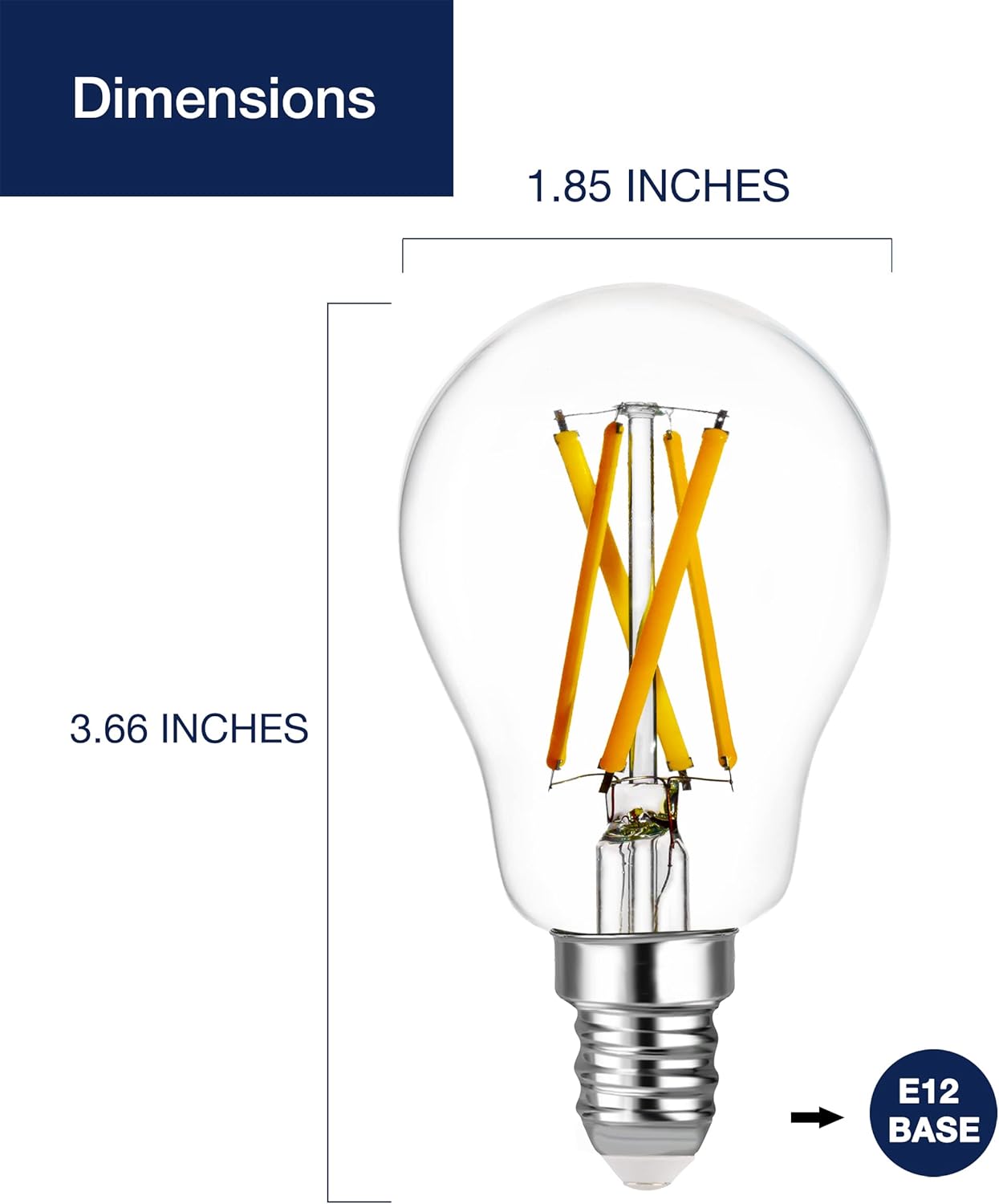 FLSNT Bombillas LED A15 E12 para candelabro equivalente a 60 W, bombillas LED Edison para candelabro, regulables, blanco suave de 2700 K, CRI alto