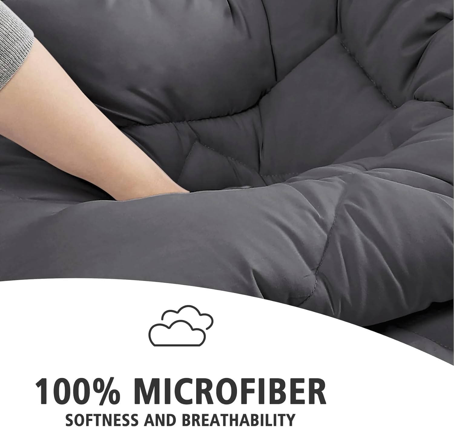 JOLLYVOGUE Juego de edredón tamaño King gris oscuro, juego de cama reversible en una bolsa para todas las estaciones, juego de cama de 3 piezas con