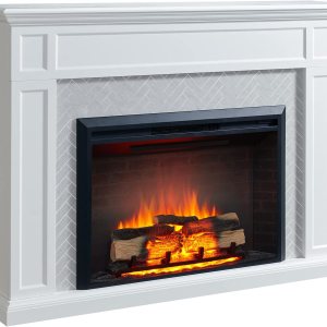 LegendFlame Hailey – Chimenea eléctrica con mantel envolvente de 65 pulgadas e inserto Carl de 39 pulgadas, color blanco crema con acabado de LegendFlame Hailey – Chimenea eléctrica con mantel envolvente de 65 pulgadas e inserto Carl de 39 pulgadas, color blanco crema con acabado de