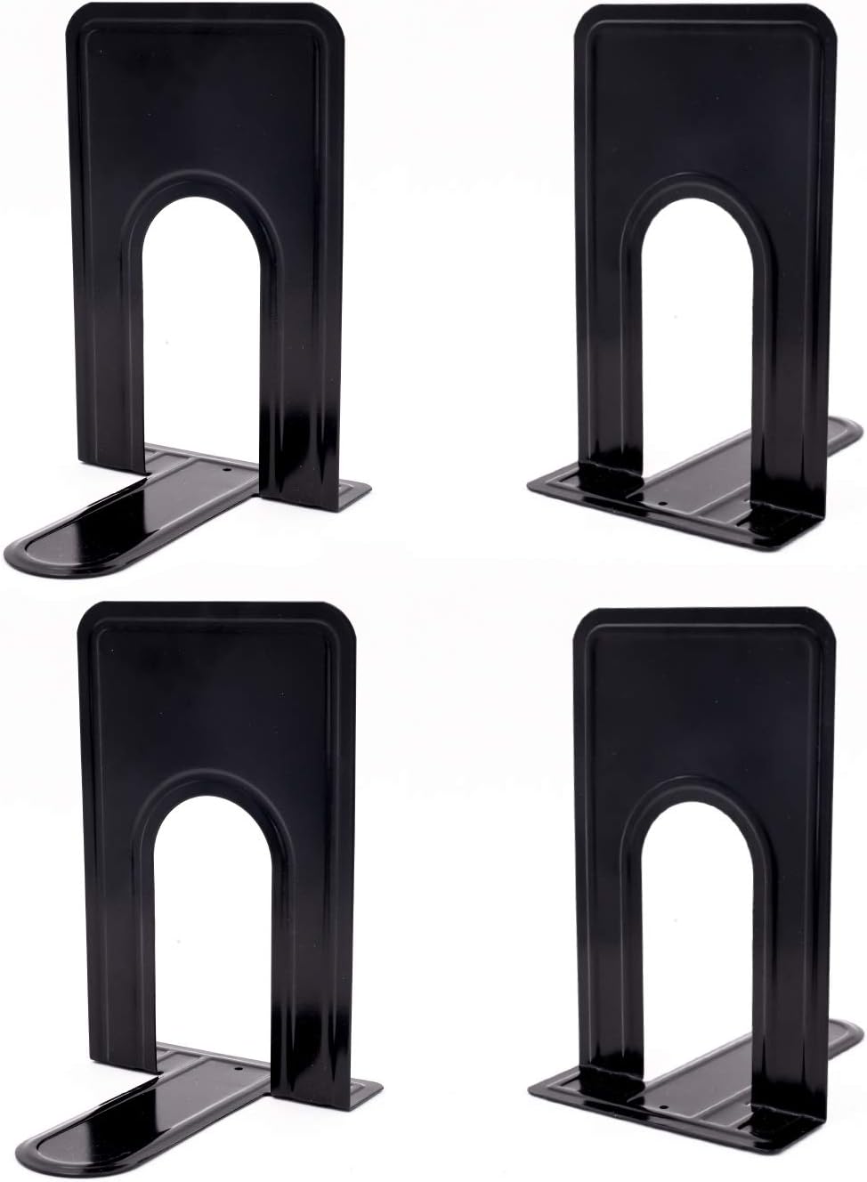 KINJOEK – 2 pares de 4 sujetalibros de metal de 8.3 x 5.1 x 6.5 pulgadas, soporte resistente para libros con almohadillas antideslizantes para