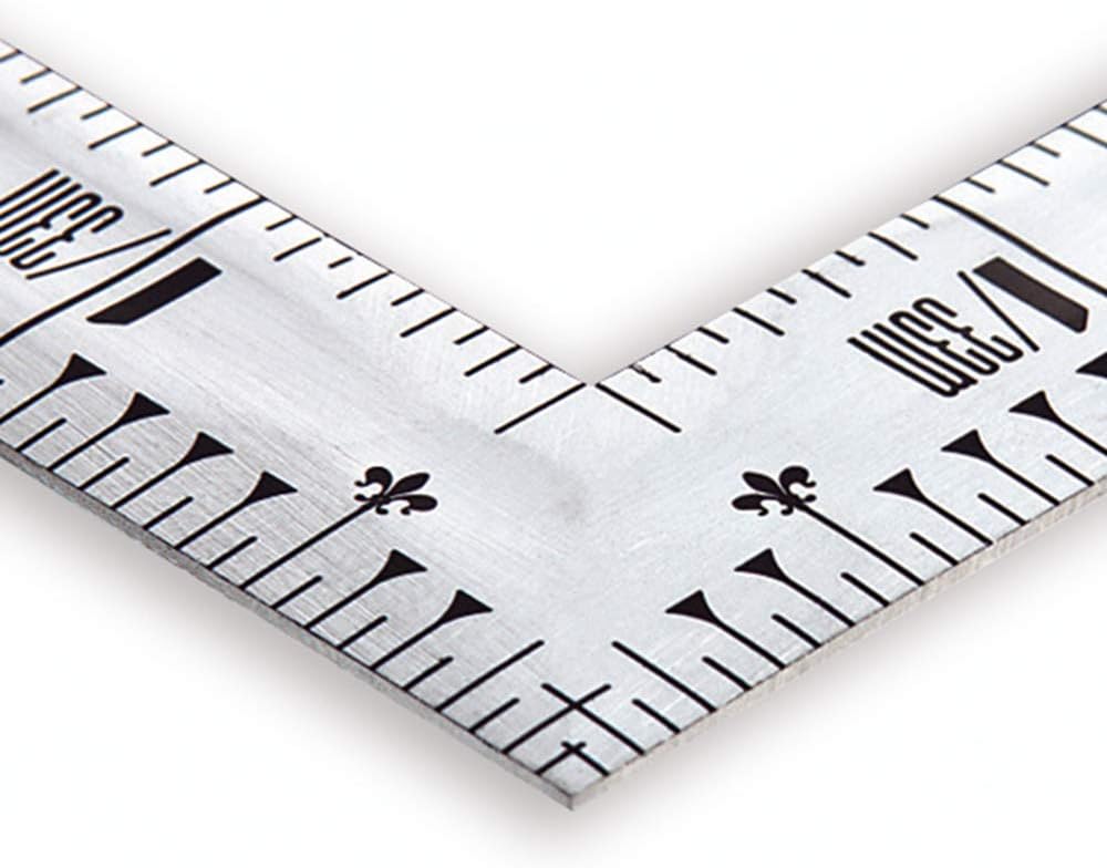 Shinwa Sokutei 10654 – Escala bordilla, mismo grosor, cuadrada de 1.5 pulgadas, obra maestra, números rojos, plata