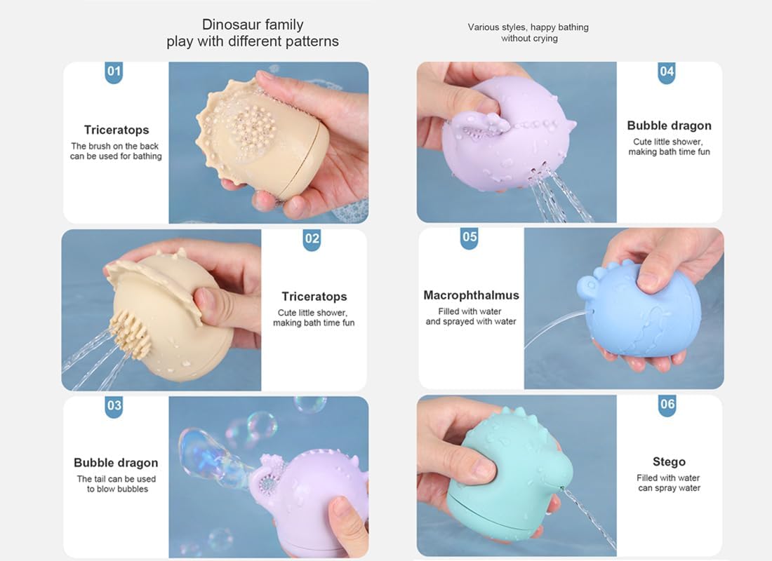 Juego de juguetes de baño sensoriales seguros para bebés y niños pequeños, juego de familia de dragones, sin BPA, de silicona de grado alimenticio,