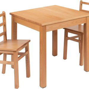 Flash Furniture Kyndl – Juego de mesa y silla de madera maciza natural para niños, para aula, sala de juegos, cocina Flash Furniture Kyndl – Juego de mesa y silla de madera maciza natural para niños, para aula, sala de juegos, cocina