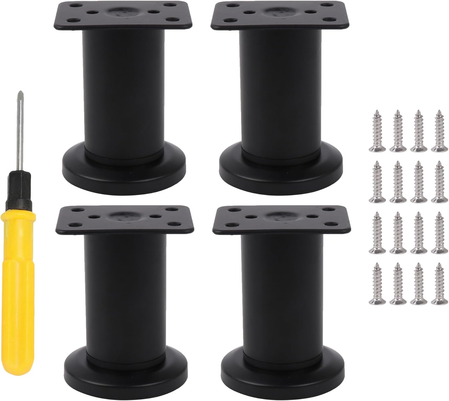 BQLZR Patas ajustables para muebles para cama, sofá, armario de 3.15 a 4.72 pulgadas, color negro, paquete de 4