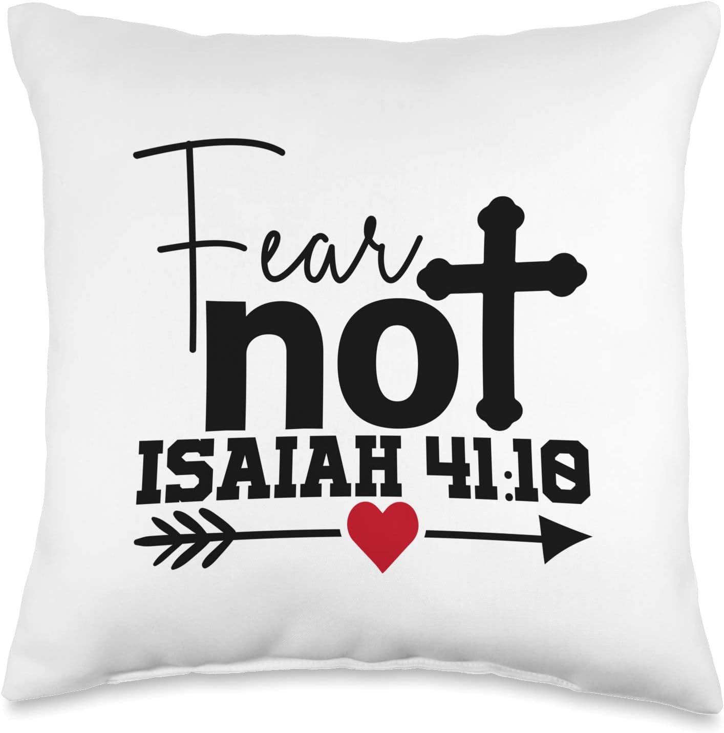 Fear Not Isaiah 4110-Tee for Christian Men & Women Throw Pillow, 16×16, Multicolor