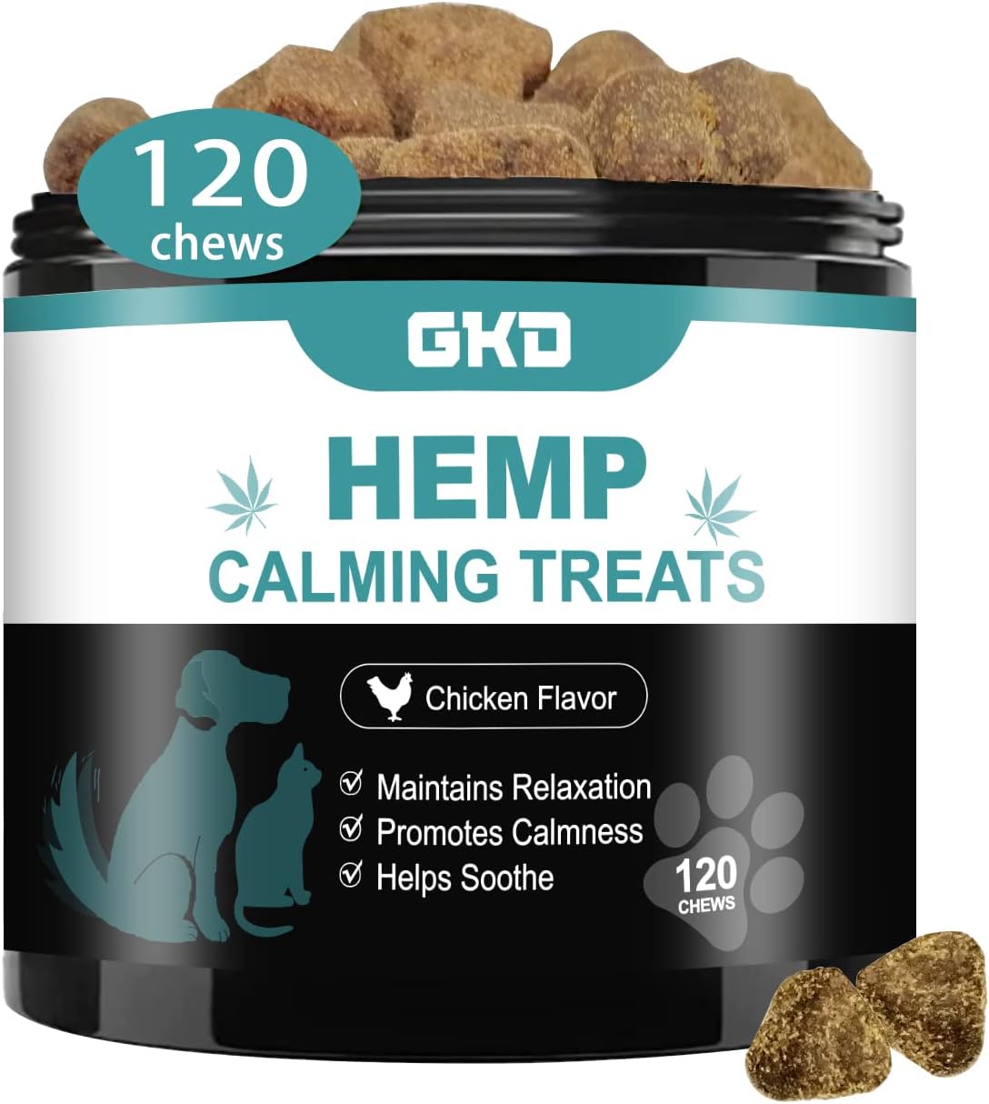 Masticables calmantes de cáñamo para perros, golosinas calmantes para perros, alivio de la ansiedad, proporción áurea 100% de ingredientes