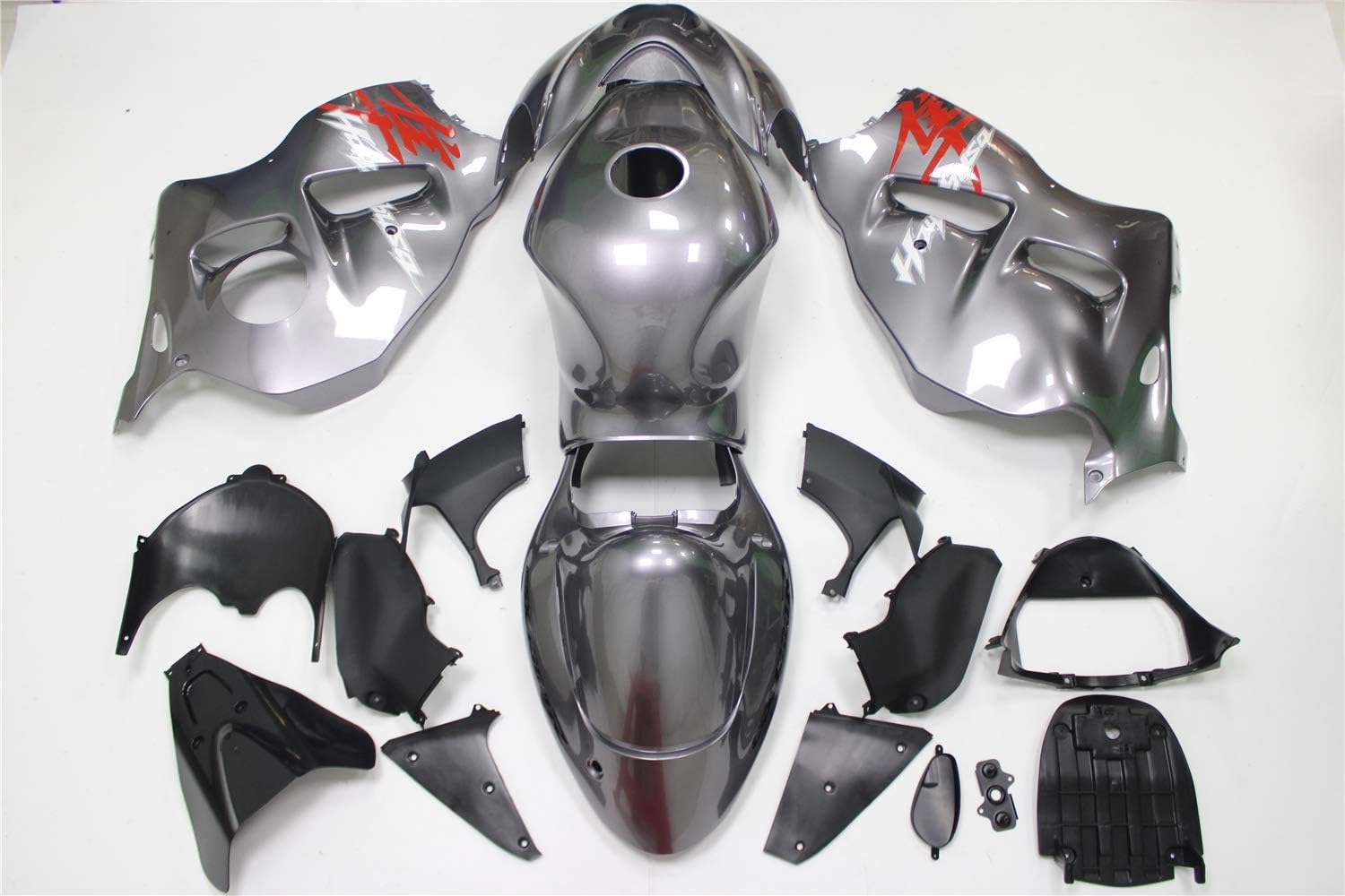 Carenado completo de plástico gris rojo apto para 1997-2007 GSXR 1300 Hayabusa Gen1 Molde de inyección ABS Nuevo Aftermarket Carrocería Kit de