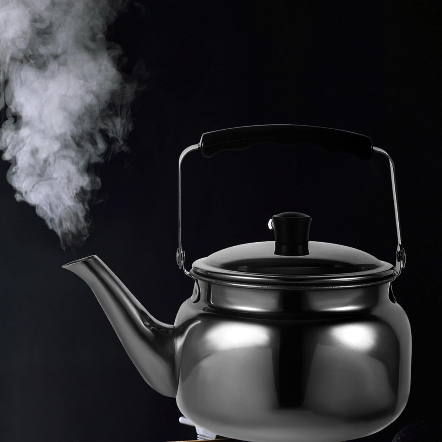 HEMOTON Hervidor de té silbante de acero inoxidable, 1 l, caldera de agua, tetera de fondo plano, adecuada para hervir agua en estufa de inducción,