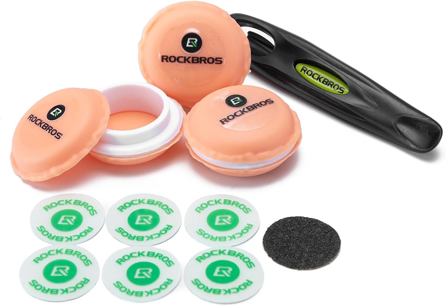ROCKBROS Kit de parches de neumáticos de bicicleta, 18 piezas, kit de parches de tubo sin pegamento para bicicleta, motocicleta, bicicleta de