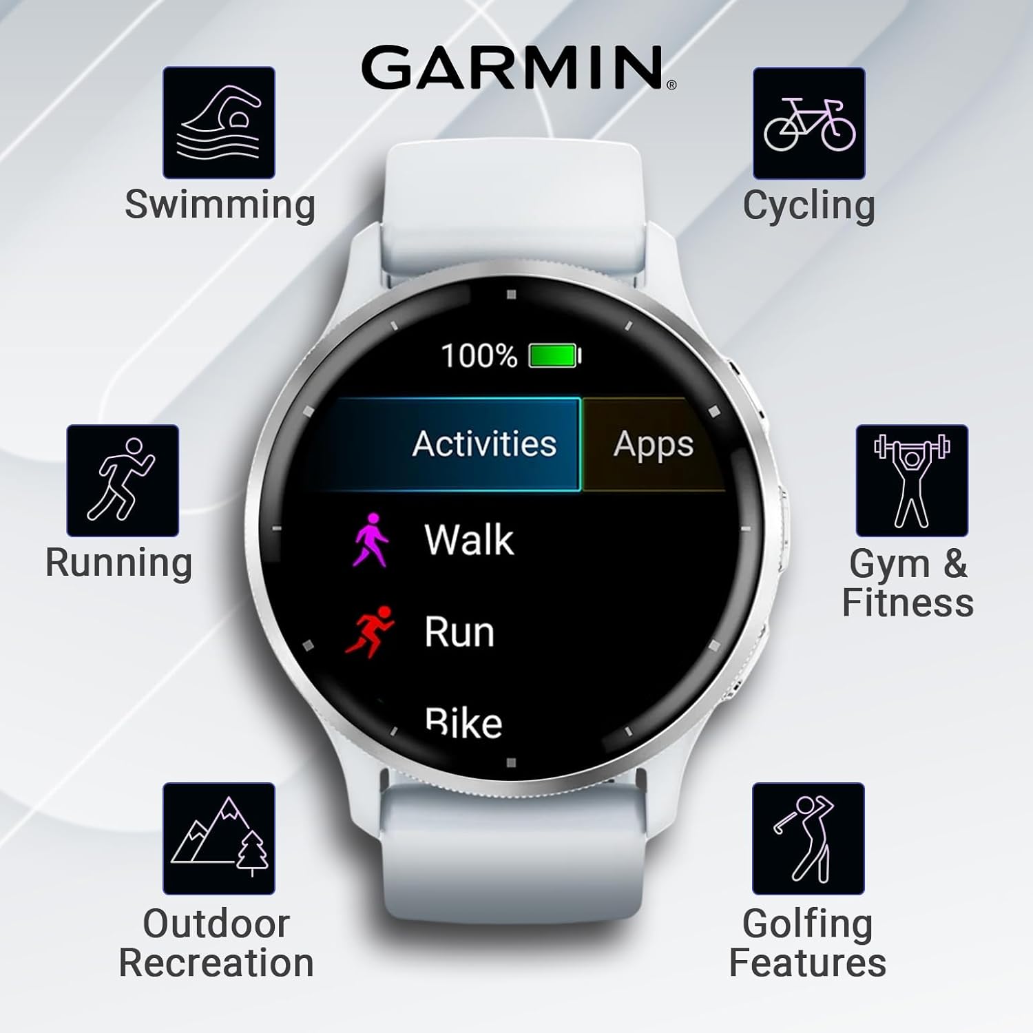 Wearable4U Garmin Venu 3 Reloj inteligente plateado de acero inoxidable de 1.772 in  AMOLED de 1.4 pulgadas de duración de la batería de hasta 14