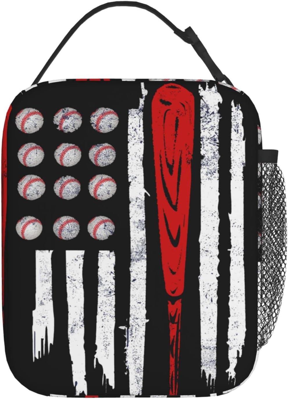 Lonchera de béisbol con bandera estadounidense, bolsa de almuerzo deportiva, reutilizable, bolsa de mano para mujeres y hombres, picnic y viajes