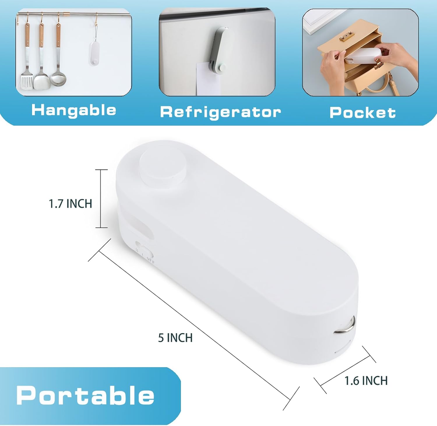 Mini sellador de bolsas, 2 en 1  resellador de plástico de mano recargable, máquina de sellado al vacío para mantener alimentos chips galletas