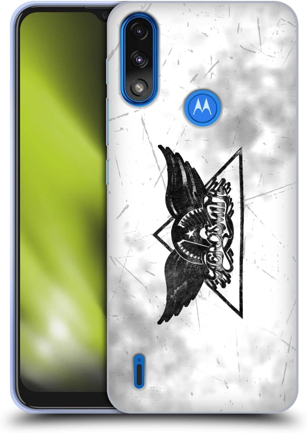 Head Case Designs Officially Licensed Aerosmith Triangle Winged Logo Black and White Soft Gel Case Compatible with Moto E7 PowerMoto E7i Power
