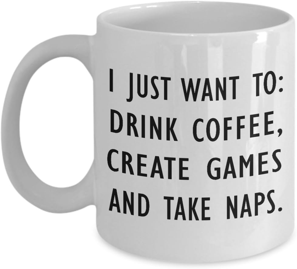 Regalos para diseñador de videojuegos  I Just Want To Drink Coffee And Take Naps  Taza de té motivadora divertida y bonita idea de regalo para