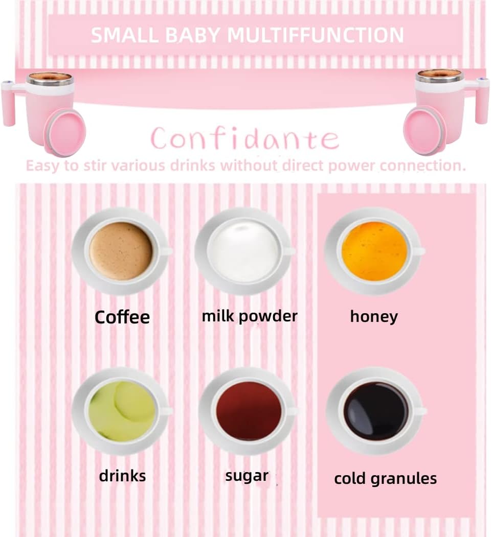 KittBaby – Taza de café autoagitable, taza mezcladora magnética automática de acero inoxidable recargable para café, té, leche y cacao, taza