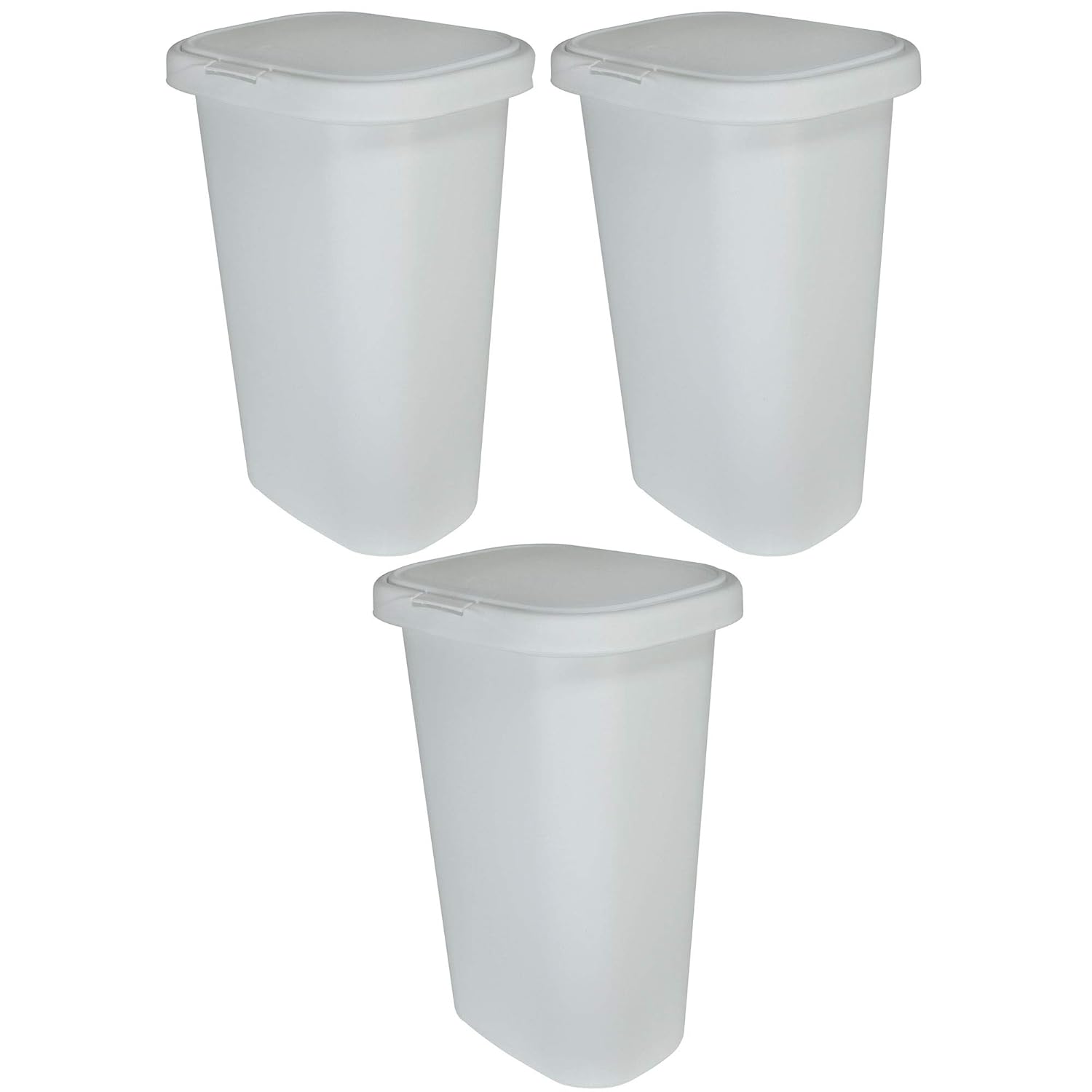 Rubbermaid Basurero rectangular de 13 galones para cocina, hogar u oficina, papelera para bolsas de basura altas, color blanco (paquete de 3)