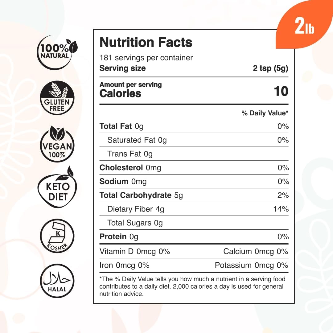Pure Inulina FOS en polvo  Edulcorante prebiótico natural de fibra intestinal y soluble de raíz de achicoria, promueve la becteria beneficiosa,
