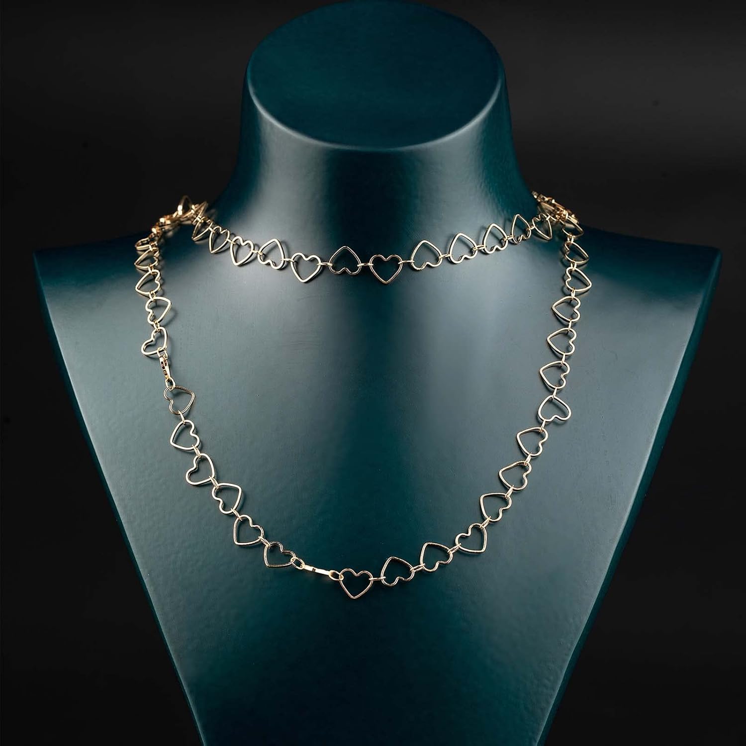 KYUNHOO Cadena de fabricación de joyas chapada en oro KC de 5M Cadenas de corazón de latón macizo a granel en carrete, pulsera, collar, suministros