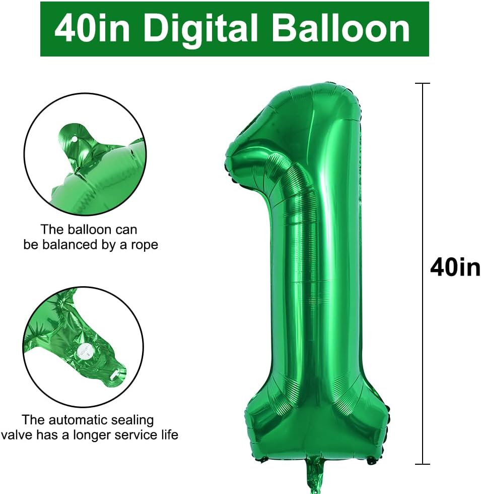 TONIFUL Globo verde oscuro de 40 pulgadas con números grandes del 0 al 9, decoración de fiesta de cumpleaños, globo de aluminio Mylar de números