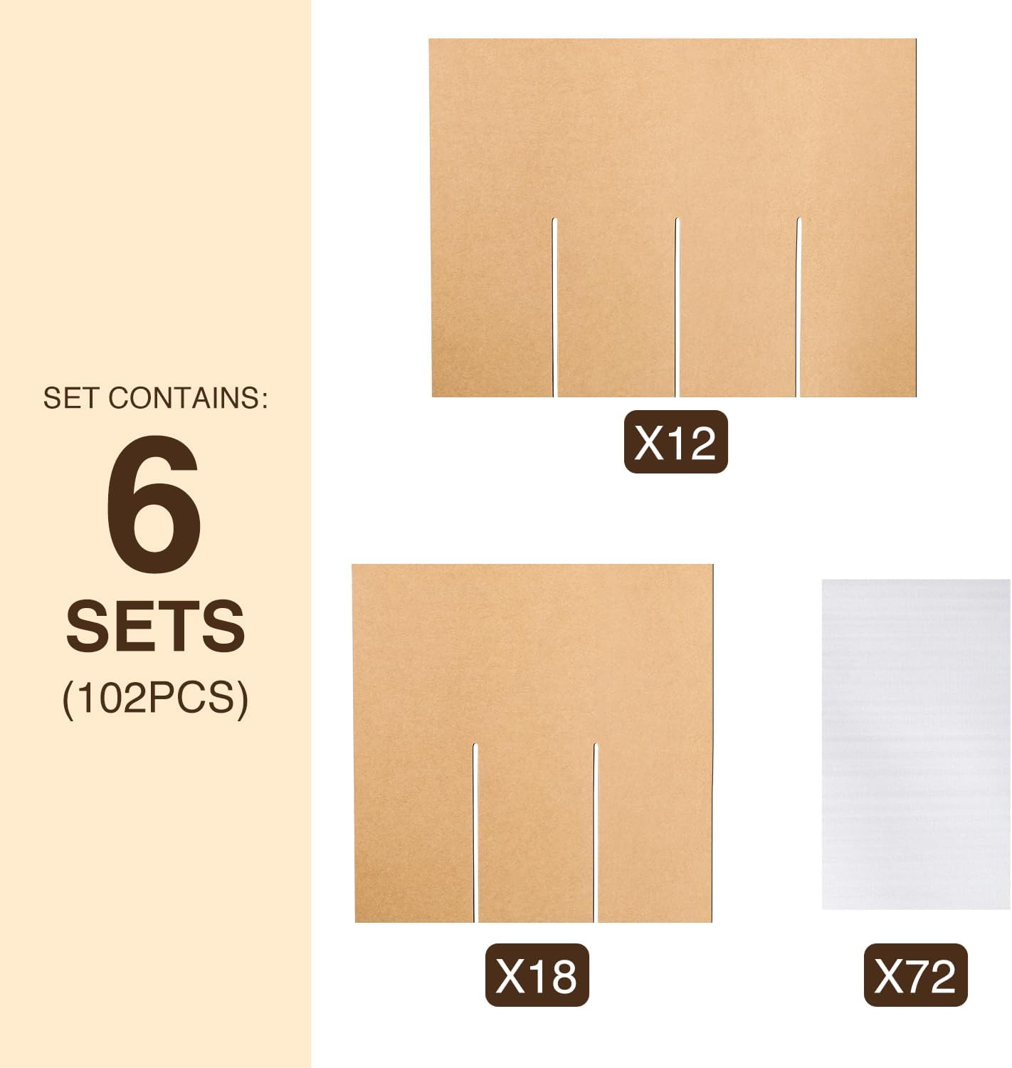 6 juegos de separadores de vidrio para mudanza, kit de caja de mudanza de cocina, cajas de mudanza de platos, kit de embalaje de platos de cocina