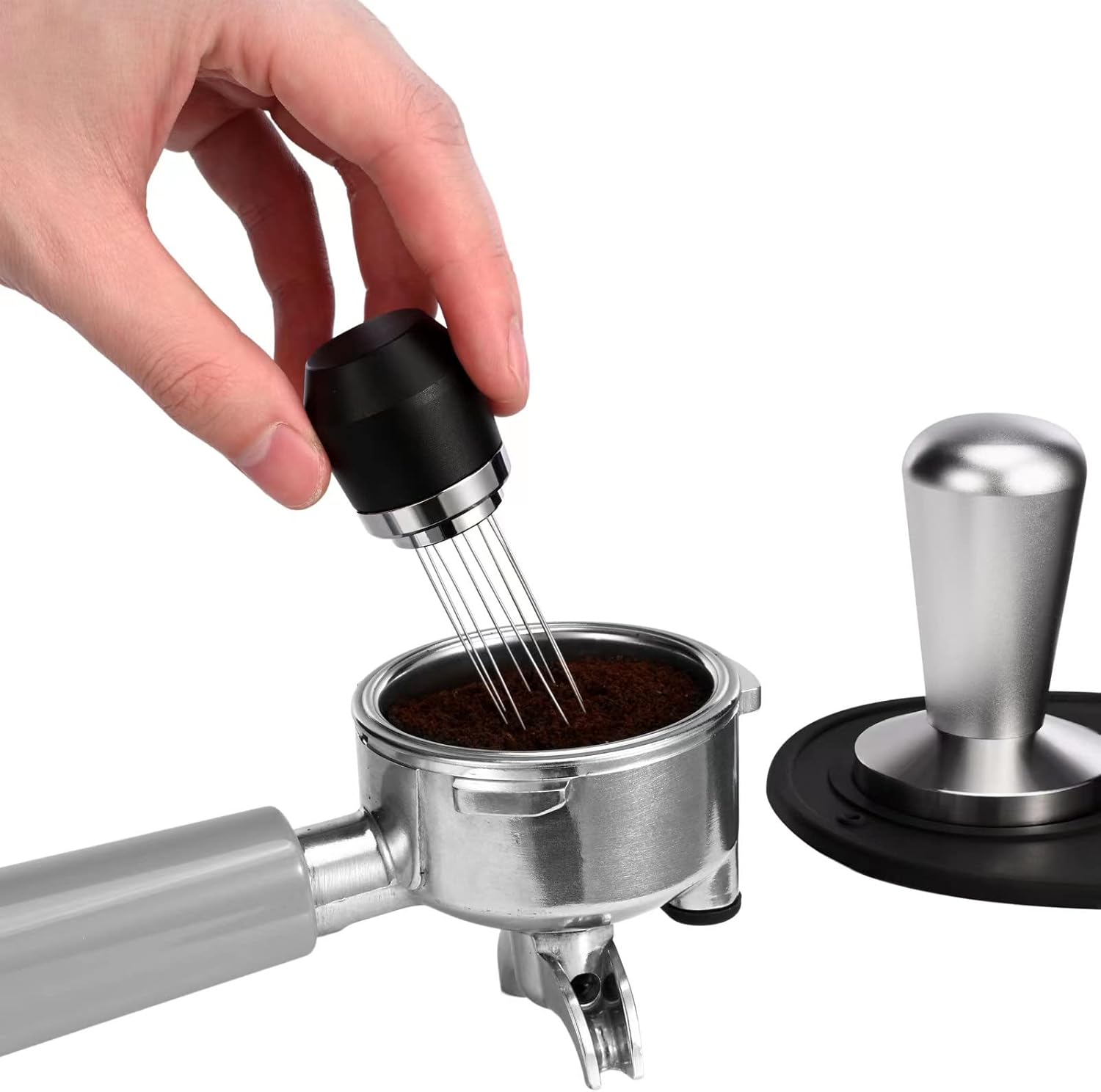 Herramienta de distribución de agujas de espresso, WDT Tool Espresso, Distribuidor de agujas de espresso de 8 agujas de acero inoxidable, agitador