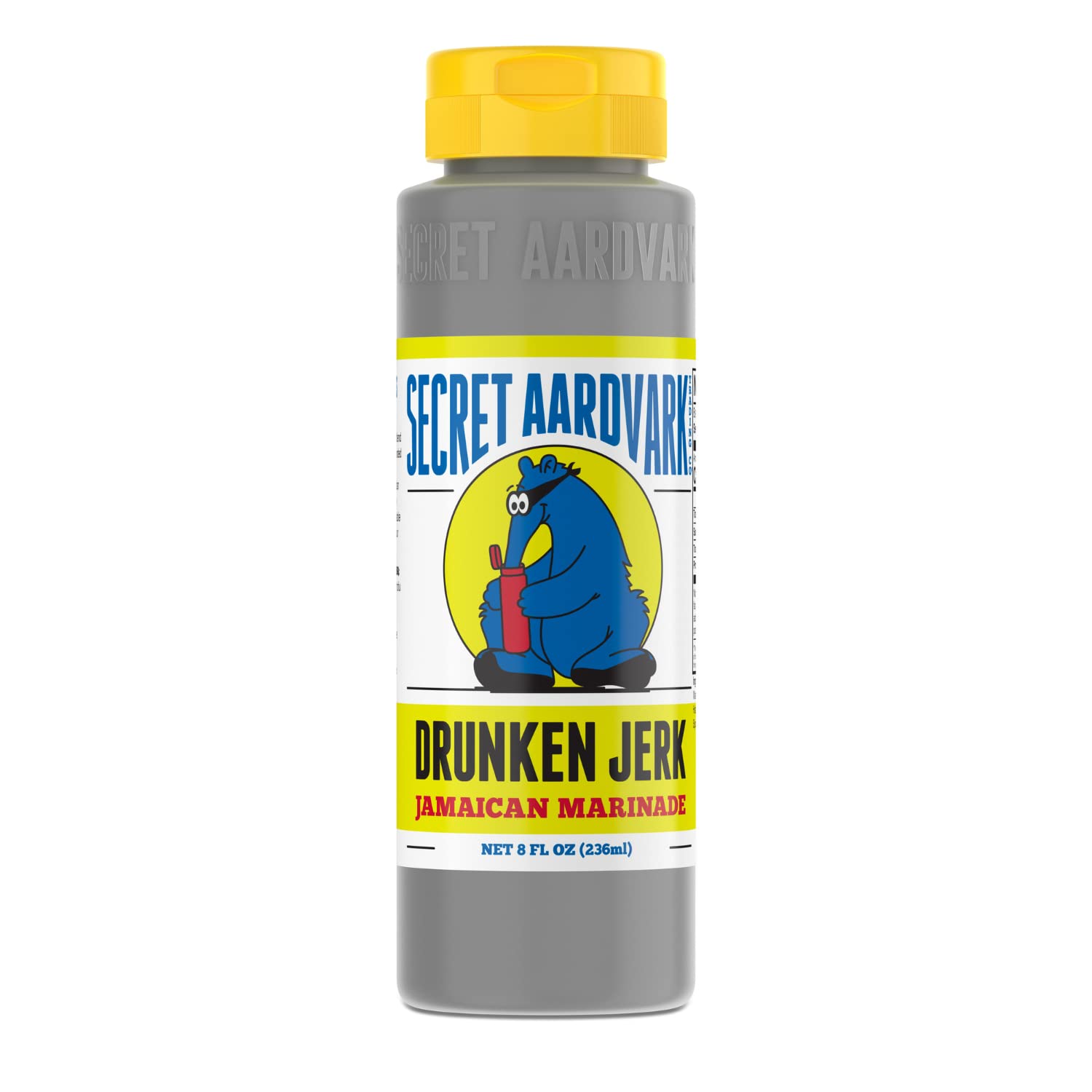 Secret Aardvark Drunken Jerk – Salsa picante jamaicana Jerk y marinada, hecha con condimento jamaicano Jerk, salsa de soja y pimientos habaneros,