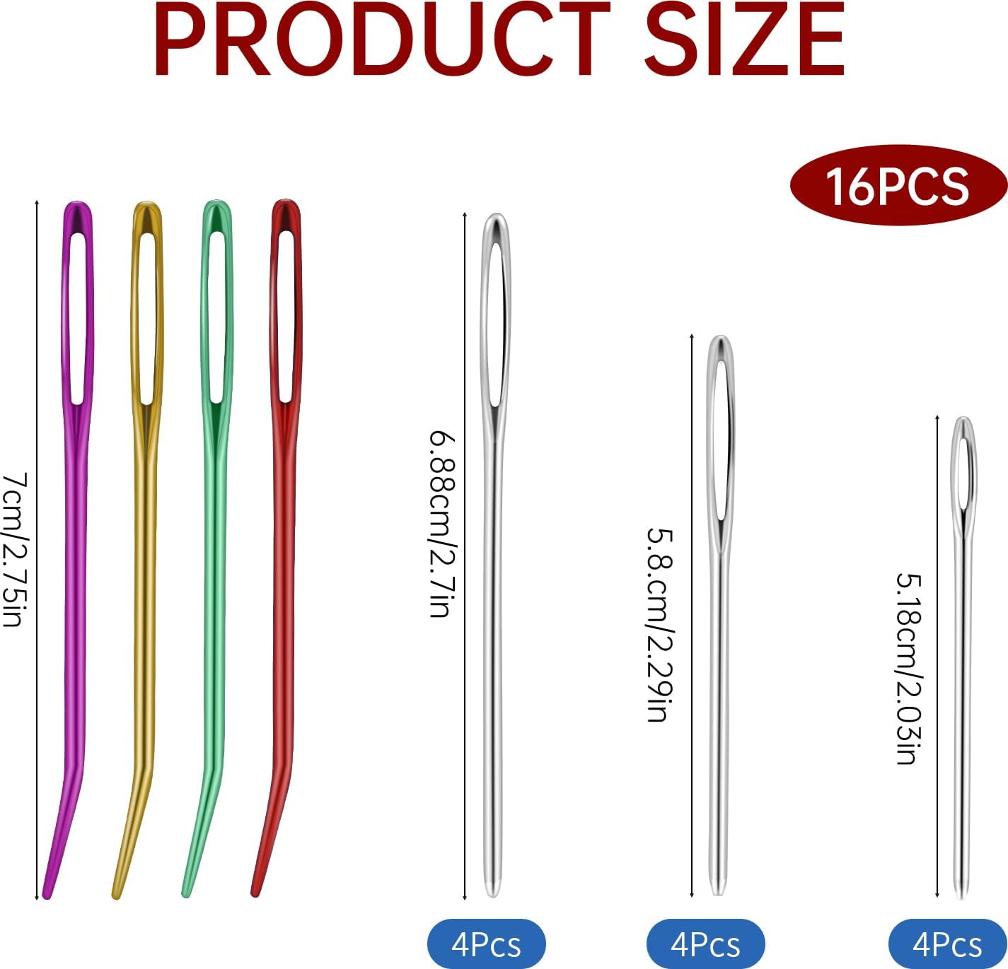 Agujas de hilo de acero inoxidable para tejer, agujas de bordar, agujas de punta doblada, agujas de tejer a mano, agujas de coser para tejer a