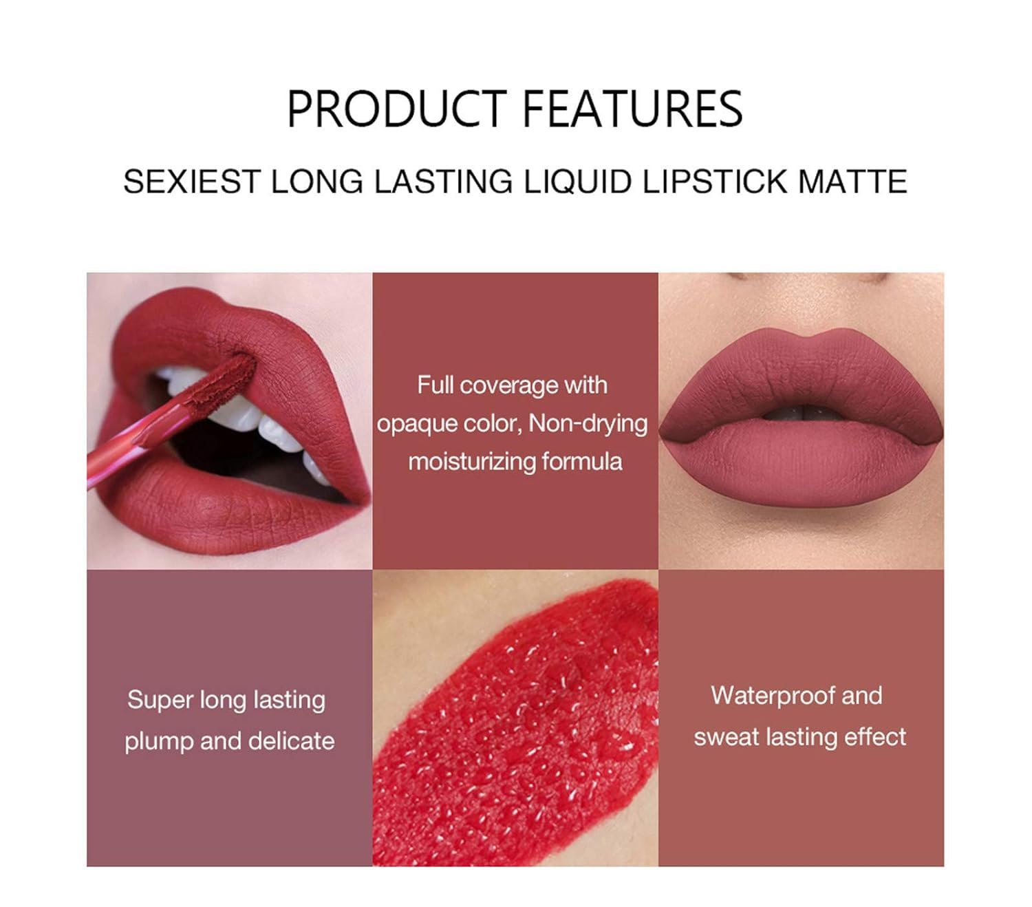 Juego de lápices labiales de 6 colores, antiadherente, mate, terciopelo brillante, de larga duración, para mujeres y niñas (A)