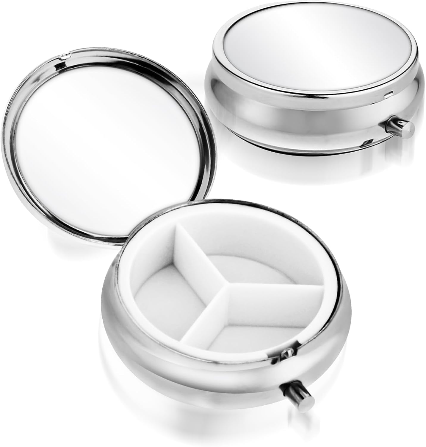 Sibba Pastillero portátil de 3 compartimentos para medicina, pastillero multifuncional a prueba de humedad para bolso y bolsillo, bonita caja