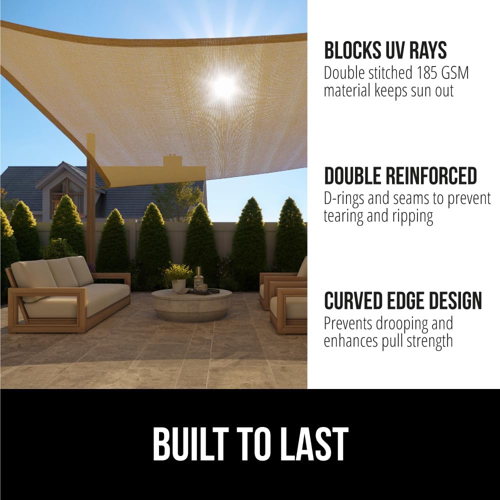 Gorilla Grip Parasol resistente, protección UV, resistente a la decoloración y al óxido, bloquea la luz solar, vela transpirable, fácil de instalar,