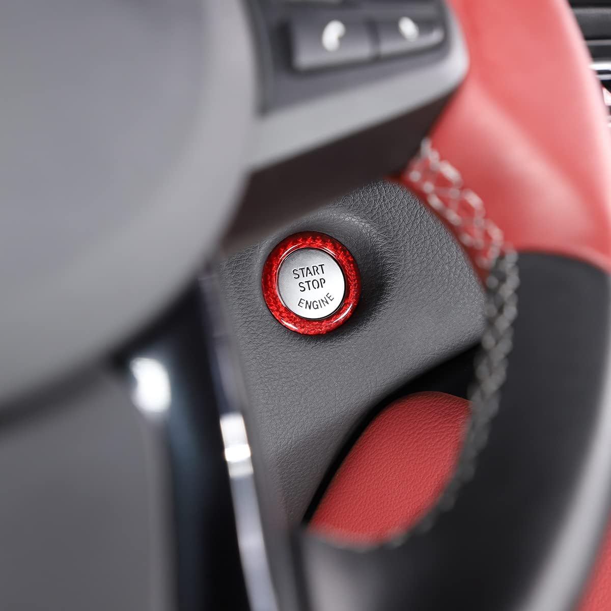 Anillo protector decorativo para interruptor de motor de arranque de encendido de automóvil, borde de fibra de carbono real, apto para Toyota Supra