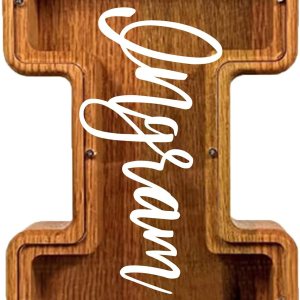 Alcancía de madera con monograma para niños, alcancía personalizada creativa para adultos, alcancía personalizada de gran capacidad para niños y Alcancía de madera con monograma para niños, alcancía personalizada creativa para adultos, alcancía personalizada de gran capacidad para niños y