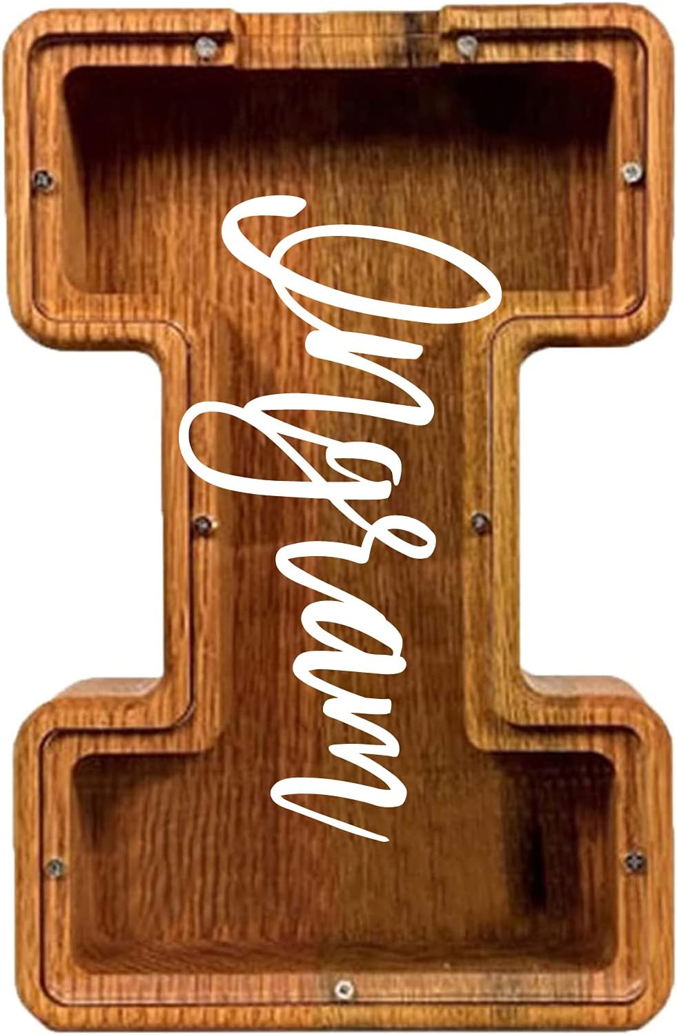 Alcancía de madera con monograma para niños, alcancía personalizada creativa para adultos, alcancía personalizada de gran capacidad para niños y