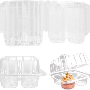 Paquete de 40 cajas de plástico transparente para cupcakes de 4 compartimentos, soportes para cupcakes de 4 cavidades, recipientes transparentes Paquete de 40 cajas de plástico transparente para cupcakes de 4 compartimentos, soportes para cupcakes de 4 cavidades, recipientes transparentes