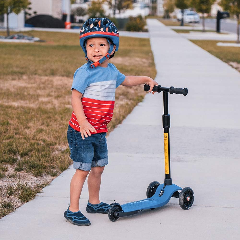 Patinete de 3 ruedas para niños de 3 a 5 años, scooter con ruedas de luz LED, scooter para niños con altura ajustable, inclinación para conducir,