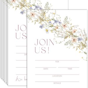 Join Us Tarjetas de invitaciones, tarjetas de invitaciones de flores silvestres para recepción de boda, compromiso de novia o baby shower, fiesta de Join Us Tarjetas de invitaciones, tarjetas de invitaciones de flores silvestres para recepción de boda, compromiso de novia o baby shower, fiesta de