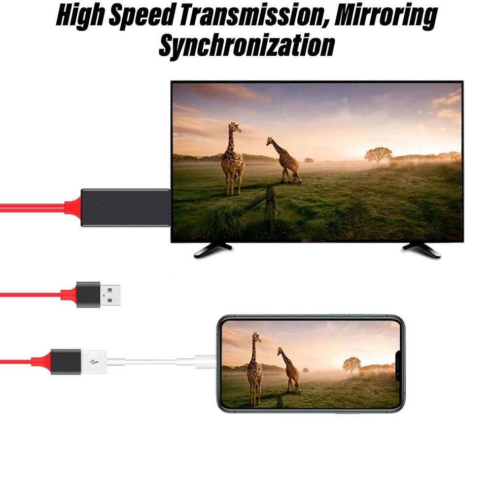 Cables HDMI adaptador USB a HDTV, cable USB macho + USB hembra a HDMI macho 1080P HDTV Mirroring Cable compatible con iPhoneiPadS9S8Note 8 y más