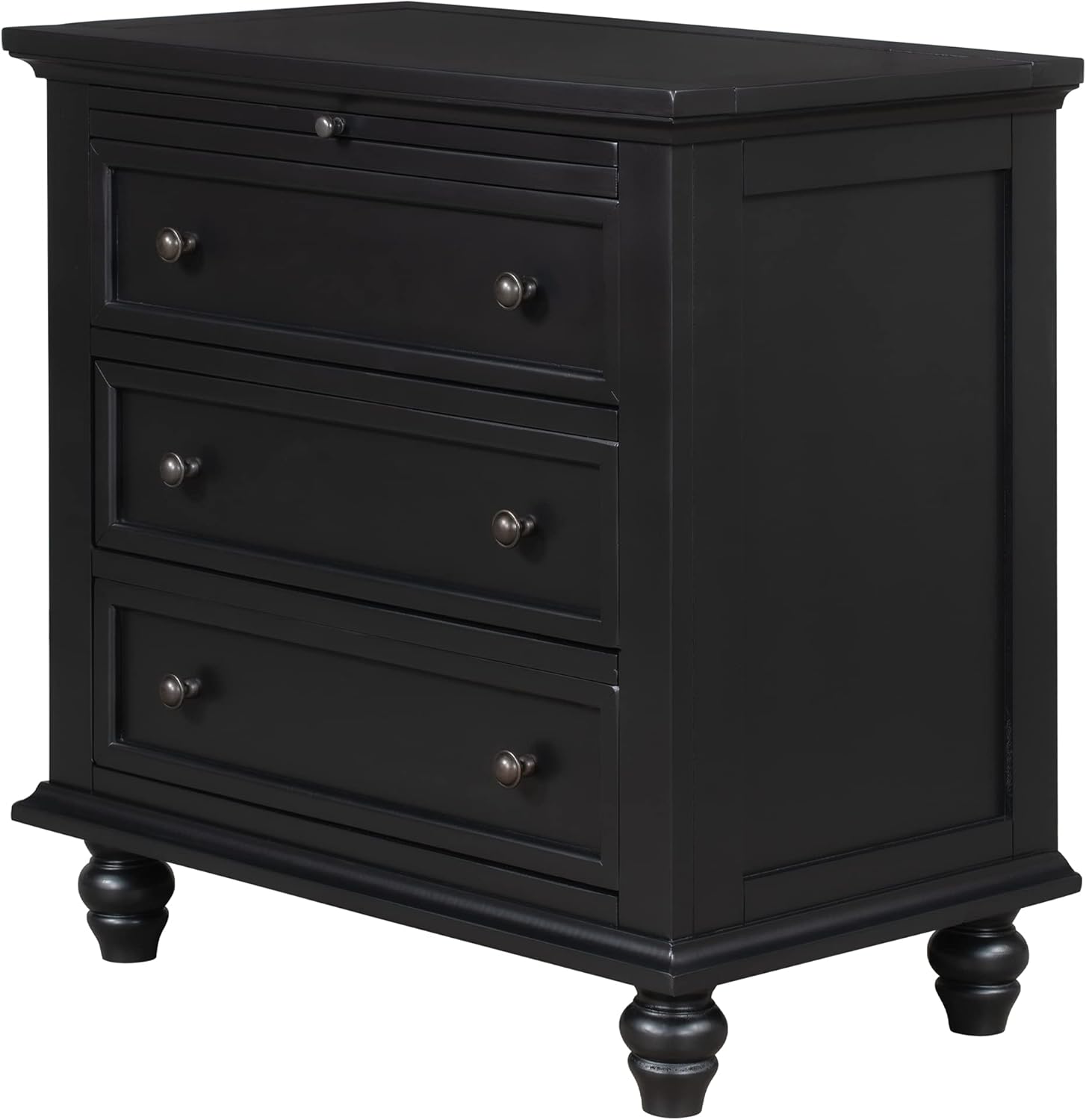 Harper & Bright Designs Mesita de noche con 3 cajones para dormitorio, mesita de noche con bandeja extraíble, cómoda lateral moderna de madera para