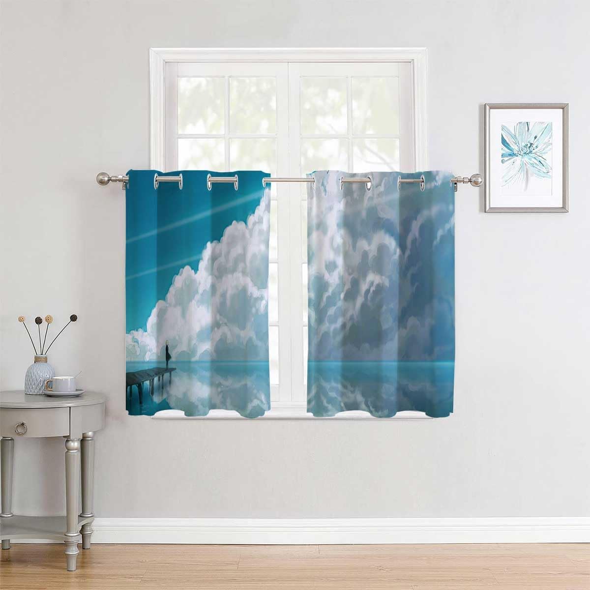 YANFENQI Cortina Blackout para Habitacion Paisaje Escénico Insonorizado Cubierta de Puerta Material Blackout 55 pulgadas de ancho por 55 pulgadas de