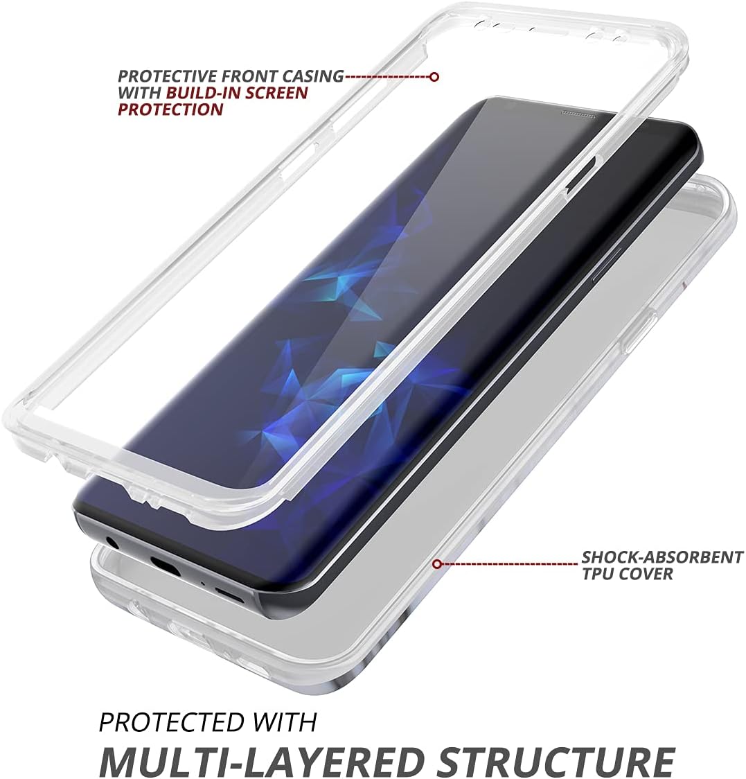 SURITCH – Funda para Galaxy S9 Plus de 6.2 pulgadas, (protector de pantalla integrado), protección de cuerpo completo a prueba de golpes,