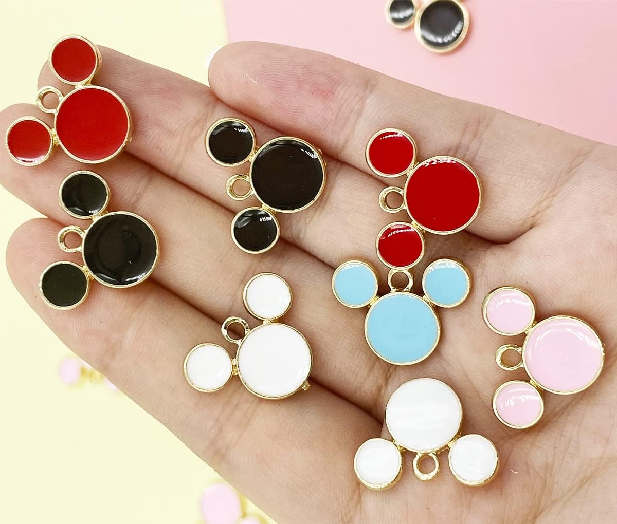 LOPURO Dijes de cabeza de ratón, 30 piezas de dijes coloridos de ratón, llavero, cuentas de ratón para bricolaje, collares, pulseras, aretes,